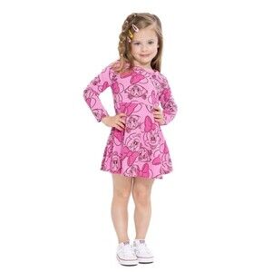 Disney Jr Minnie Mouse Dress Toddler Girls 2T Pink Long Sleeve Dress